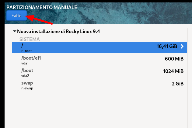 Finish manual partitioning