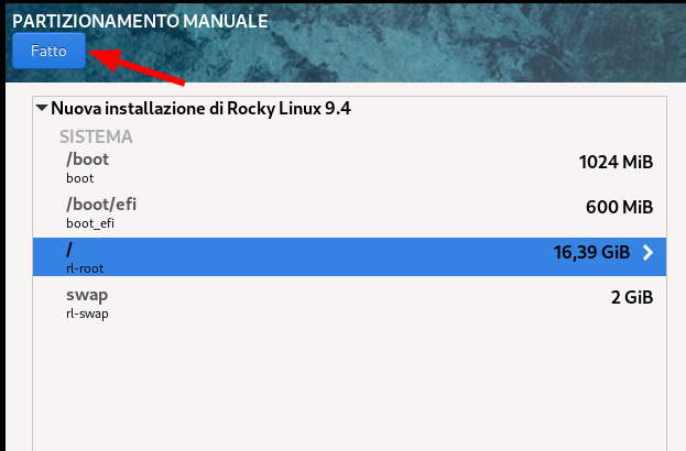 Finish manual partitioning