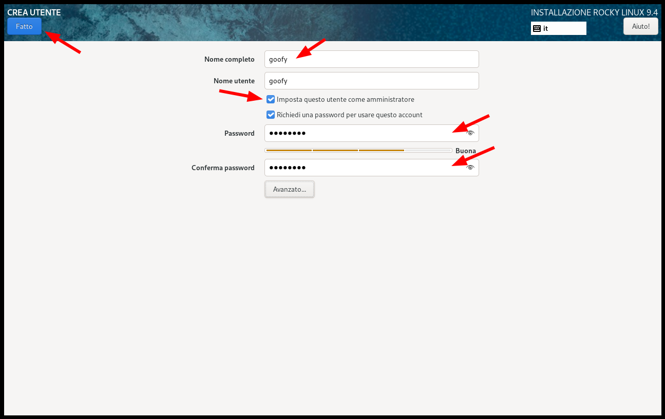 Create the administrative user