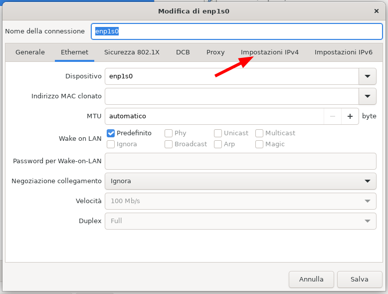 Apri IPv4 Settings